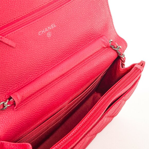 Chanel Silver Strap Pink Magenta Caviar Wallet-on-Chain - Picture 12 of 14